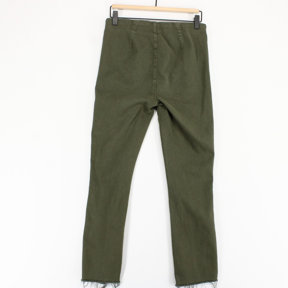 Frank & Eileen Derry Illusion Pants Womens 28 Green Pull On Raw Hem Slim - Picture 3 of 10